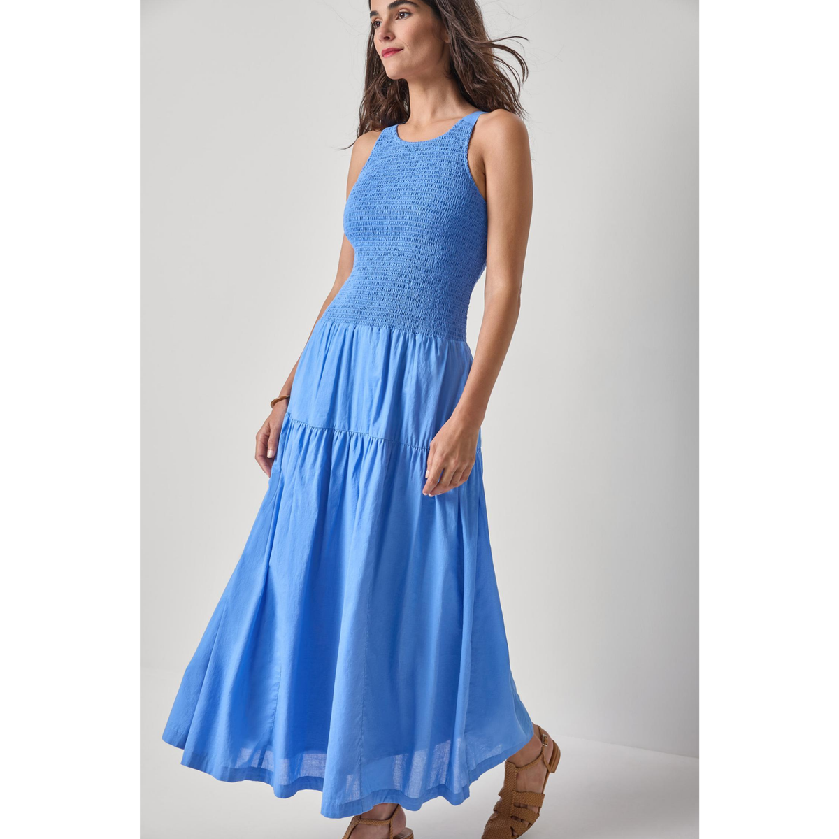 Smock Bodice Maxi Dress