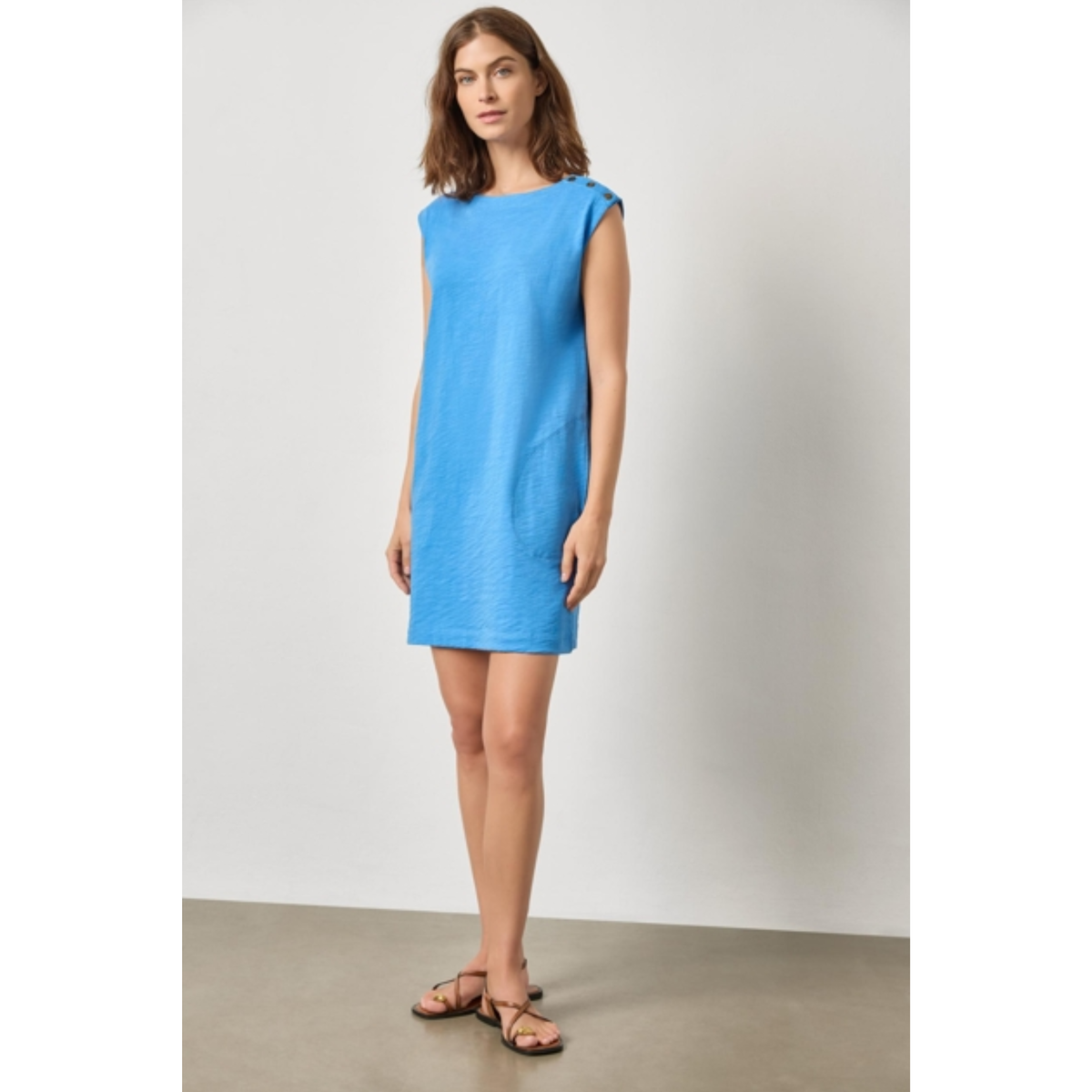 Snap Shoulder Boatneck Dress - Regatta