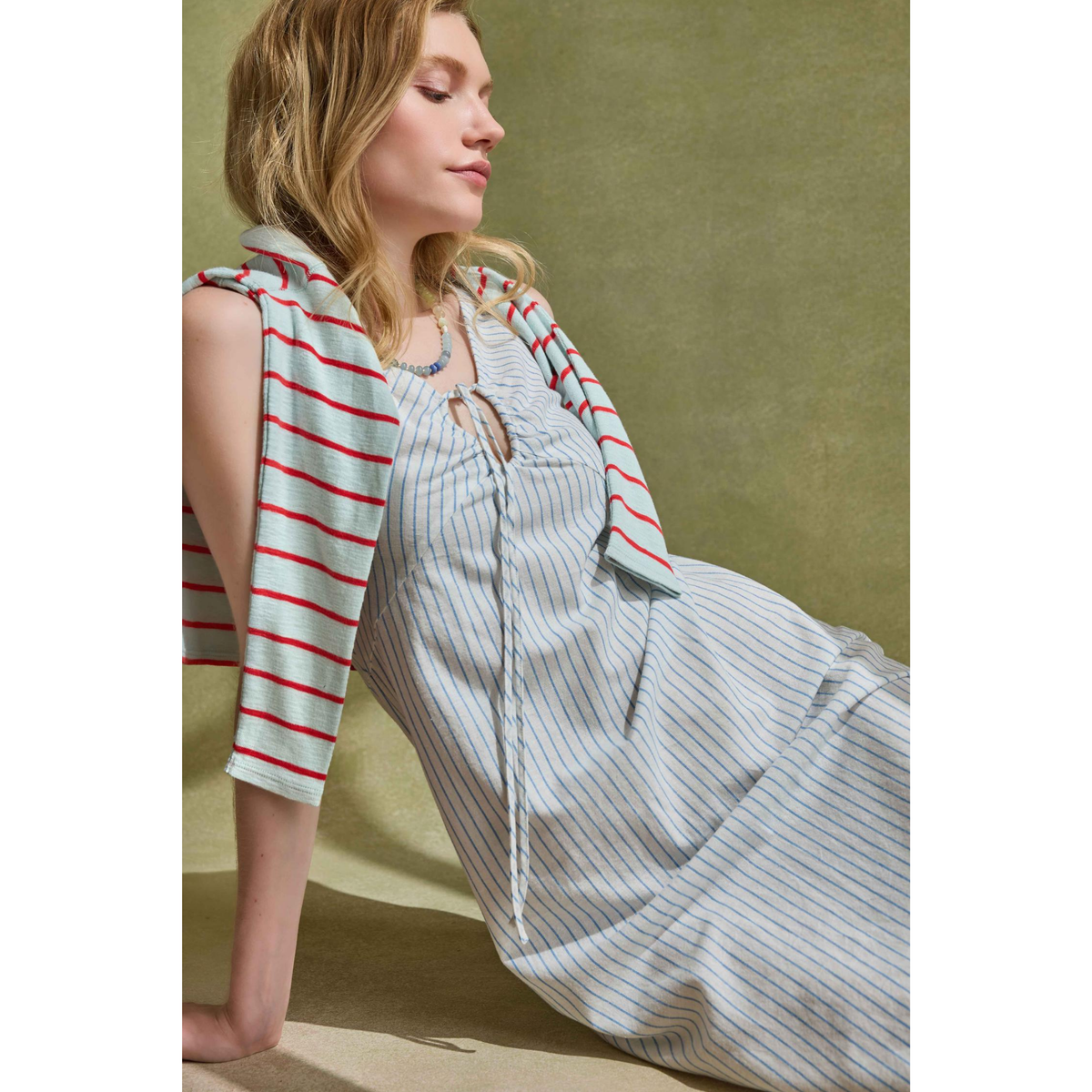 Striped Keyhole Midi Dress - Capri Stripe