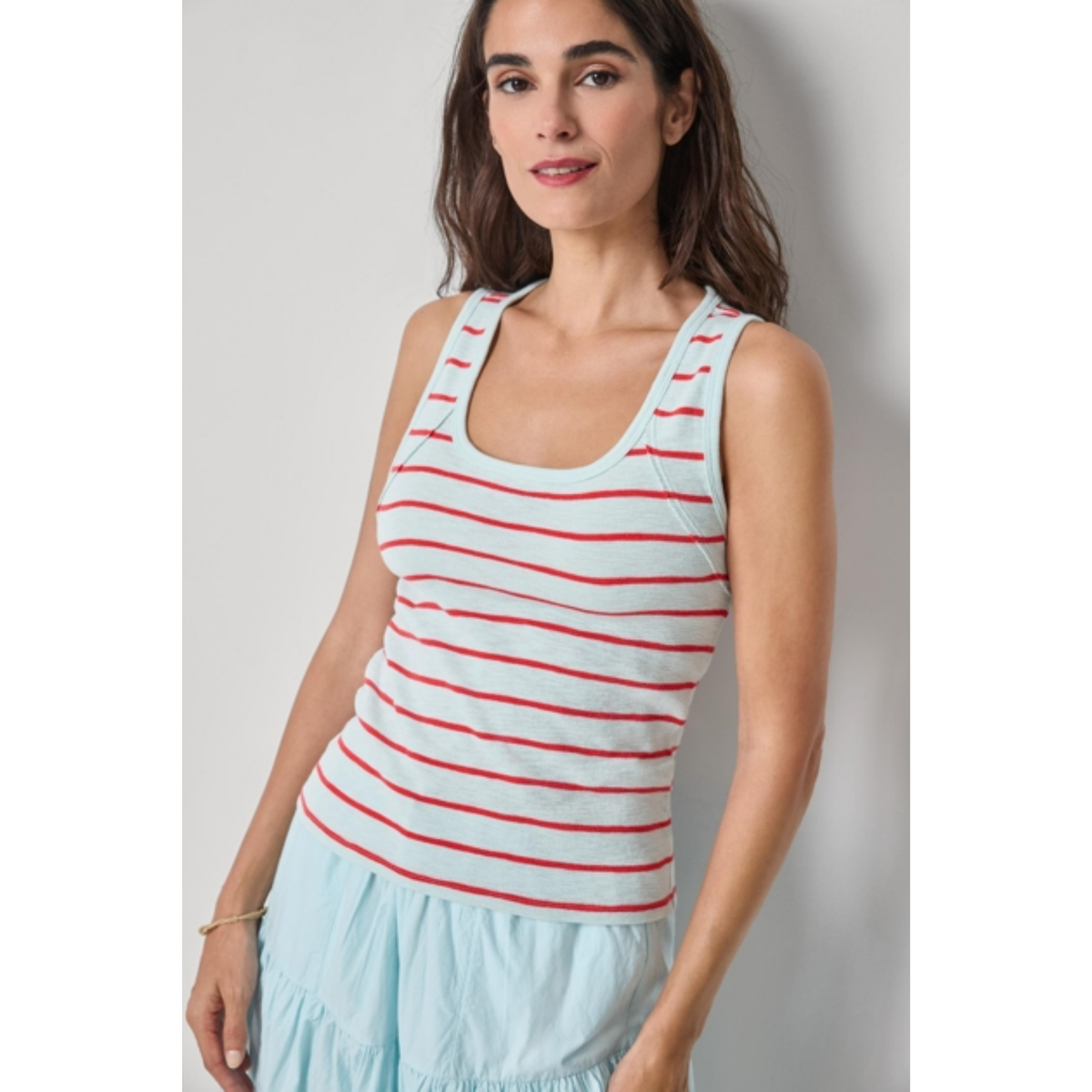 Striped Wide Strap Tank - Seabreeze Stripe