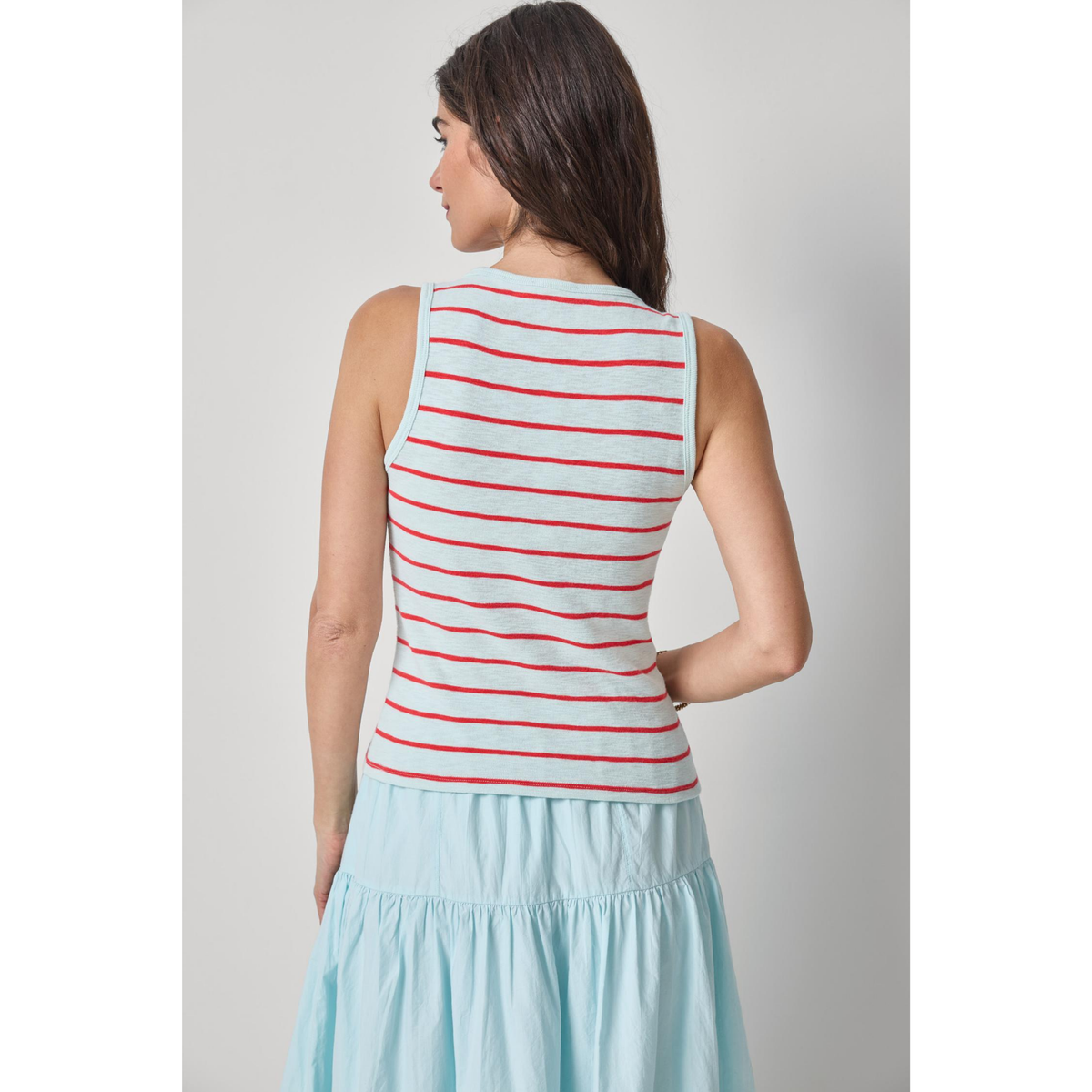 Striped Wide Strap Tank - Seabreeze Stripe