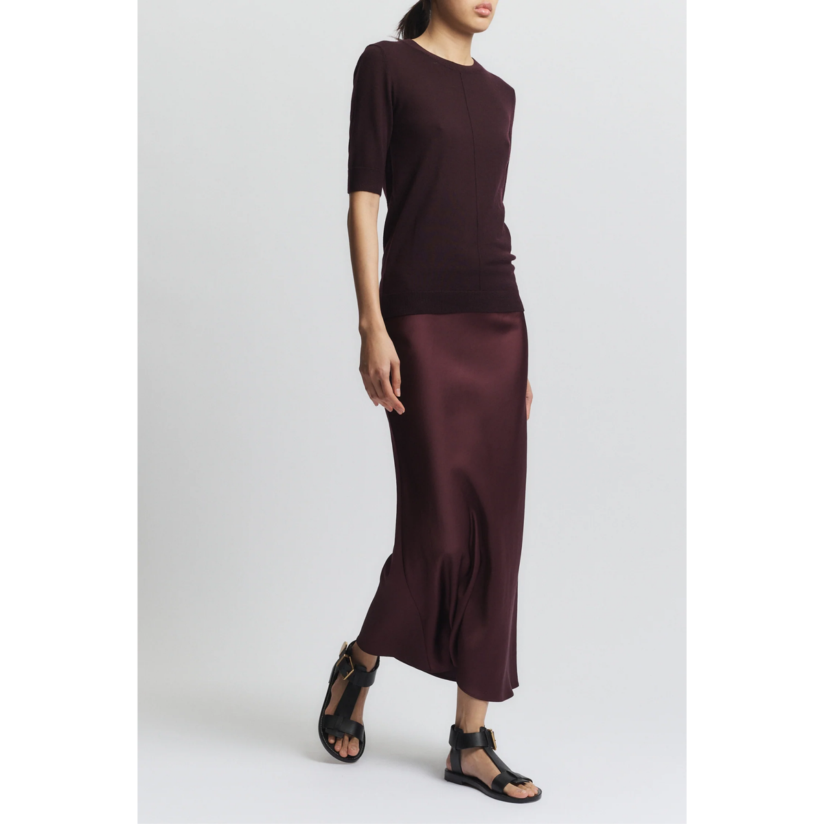 Talia Charmeuse Maxi Skirt - Grape