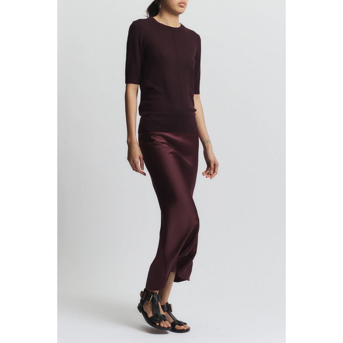 Talia Charmeuse Maxi Skirt - Grape