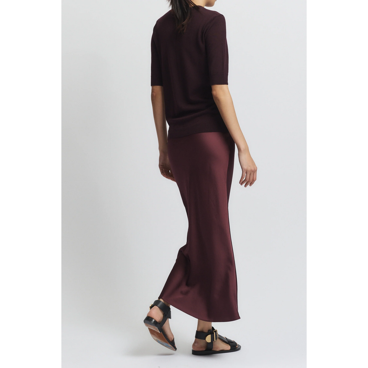 Talia Charmeuse Maxi Skirt - Grape