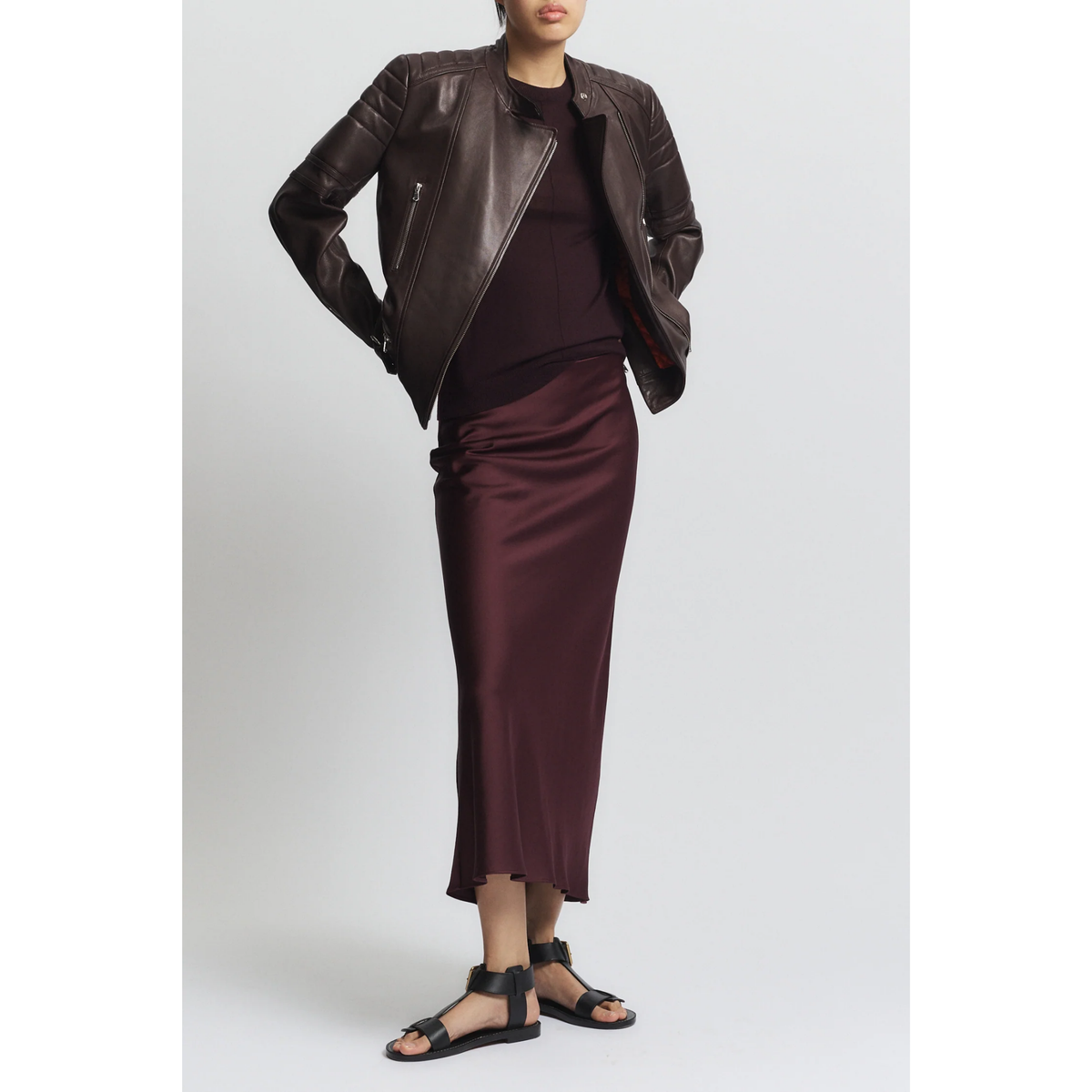 Talia Charmeuse Maxi Skirt - Grape
