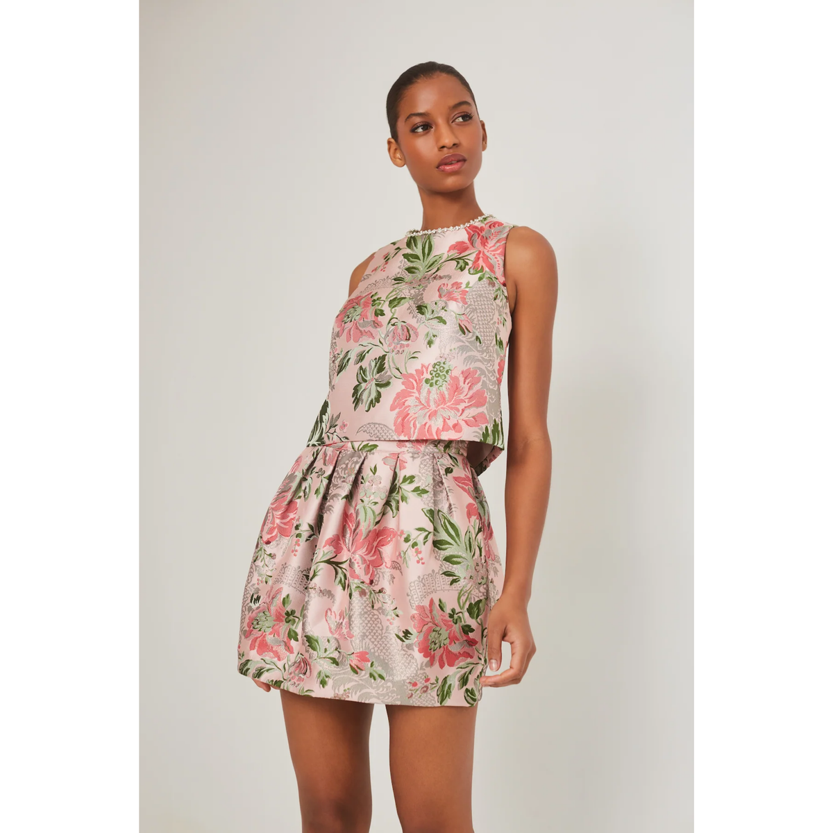 Taryn Skirt - Jacquard Pink Flower