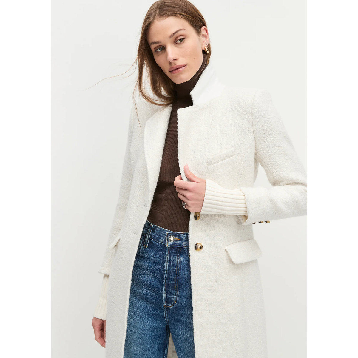 The City Coat - White Boucle