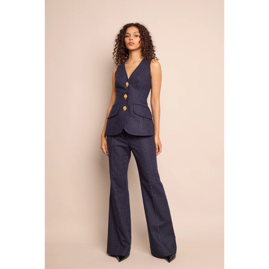 Tristan Pant - Navy Chalk Stripe