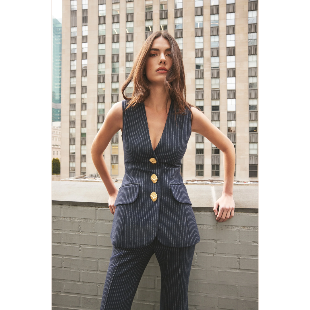 Tristan Pant - Navy Chalk Stripe