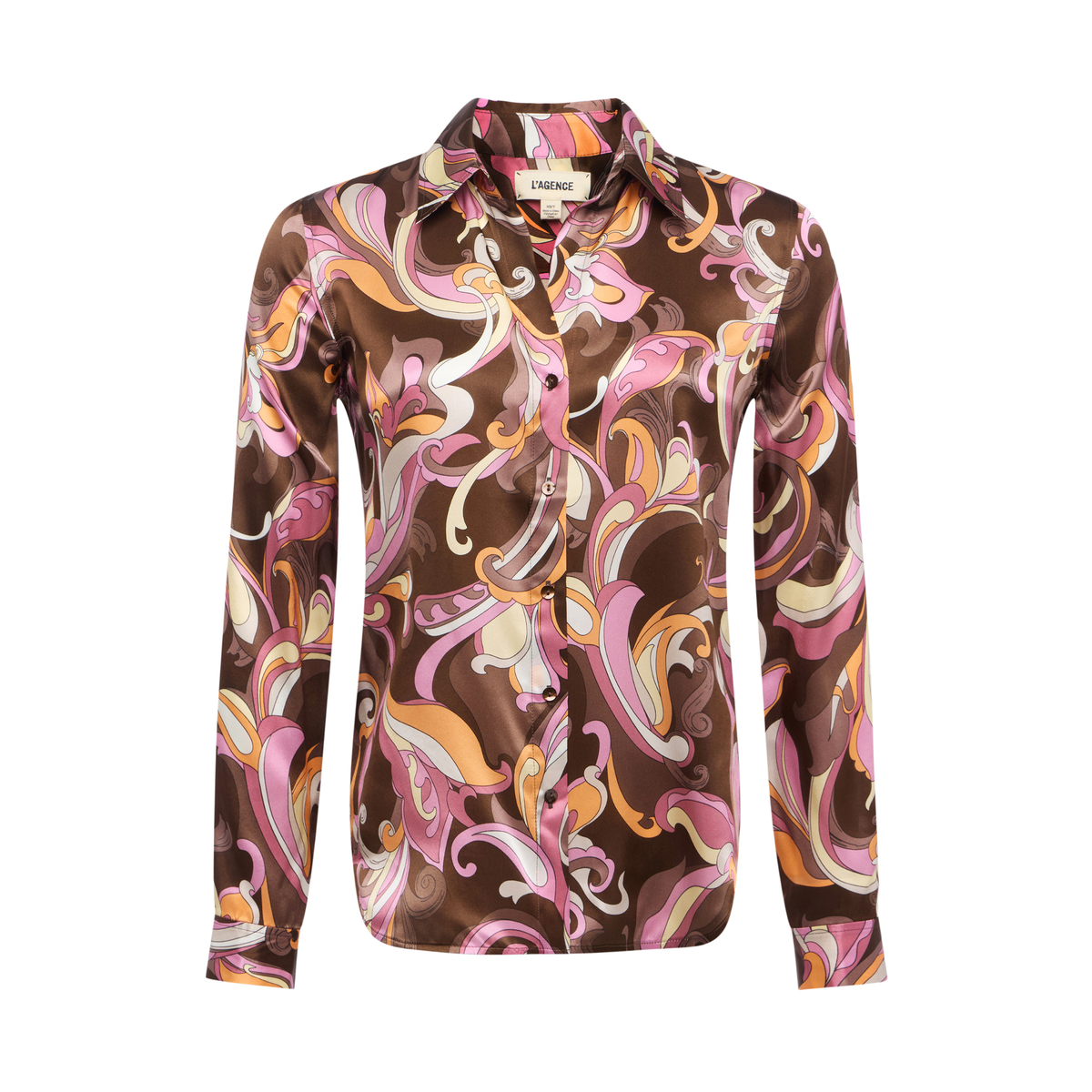 Tyler Blouse - Brown/Pink Abstract