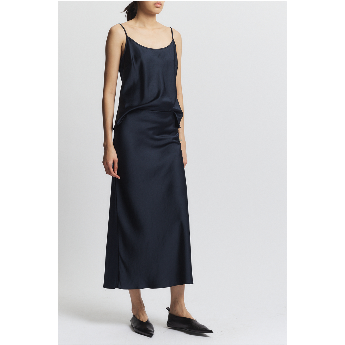 Talia Charmeuse Maxi Skirt - Navy