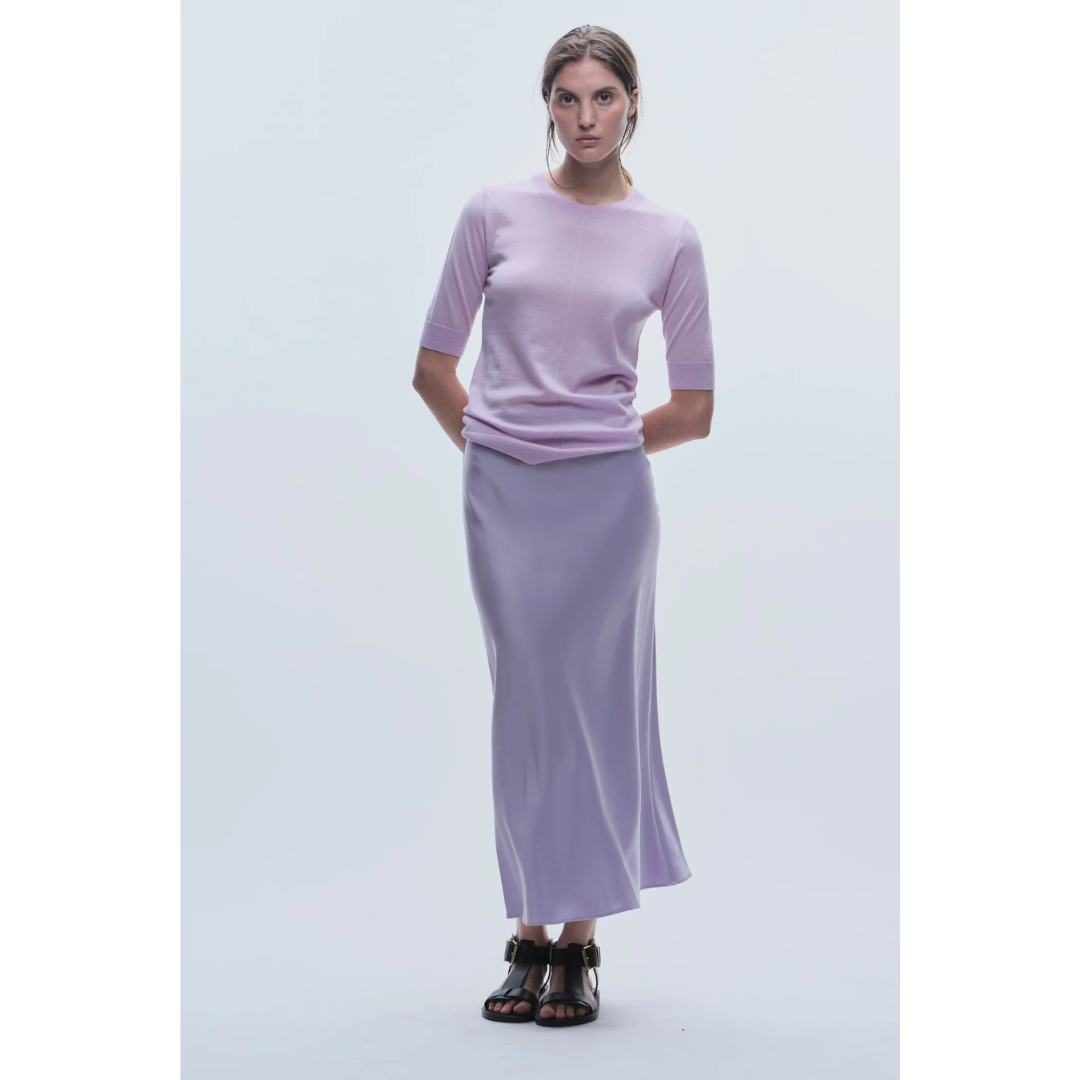 Talia Charmeuse Maxi Skirt - Lilac