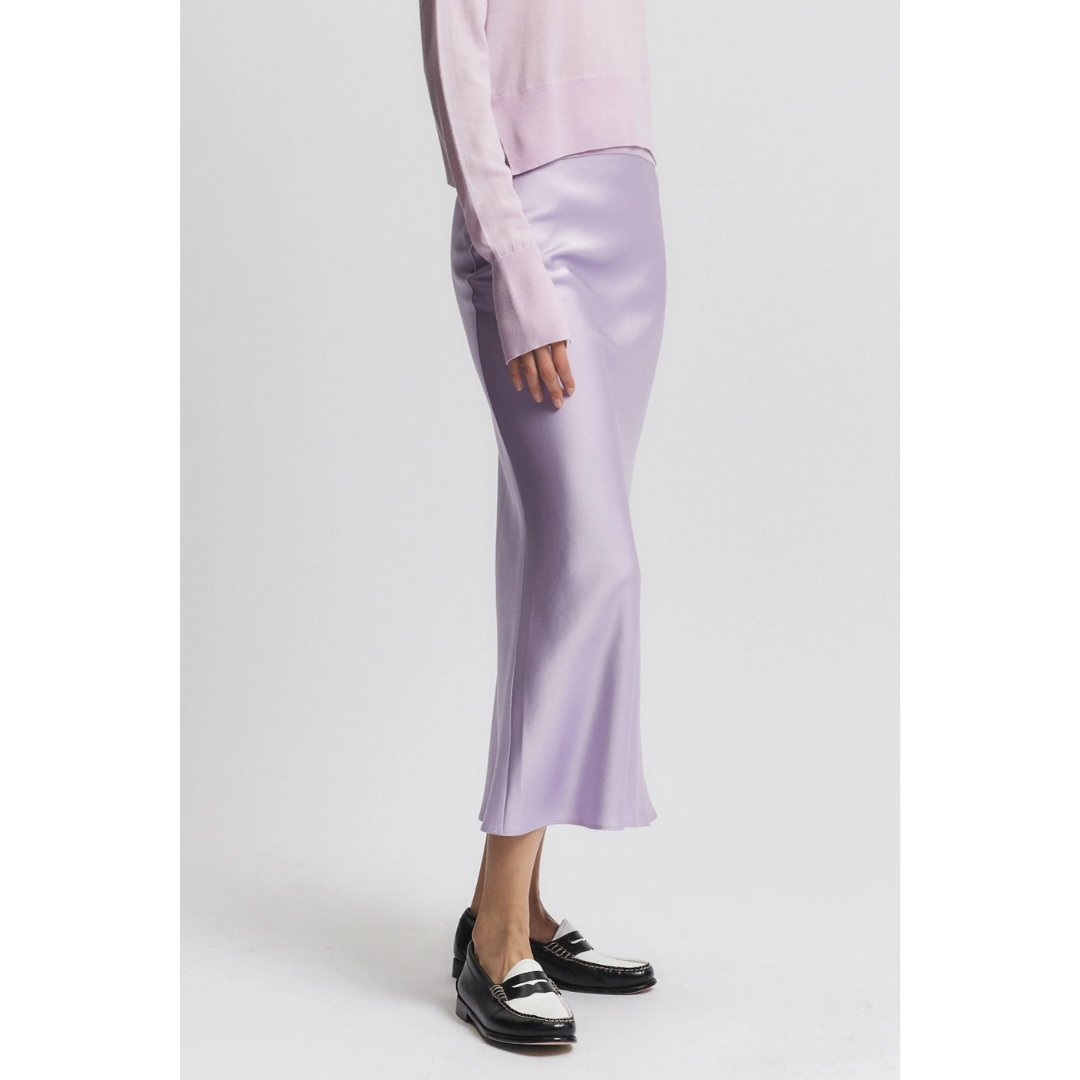 Talia Charmeuse Maxi Skirt - Lilac