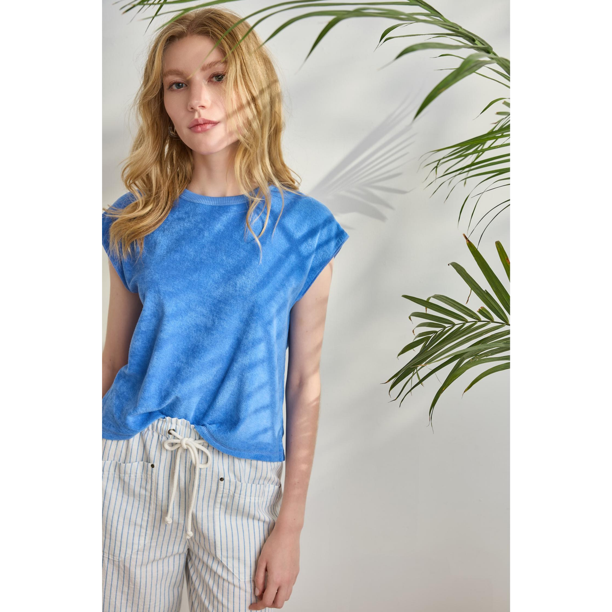 Terry Boxy Sleeveless Top - Ultramarine