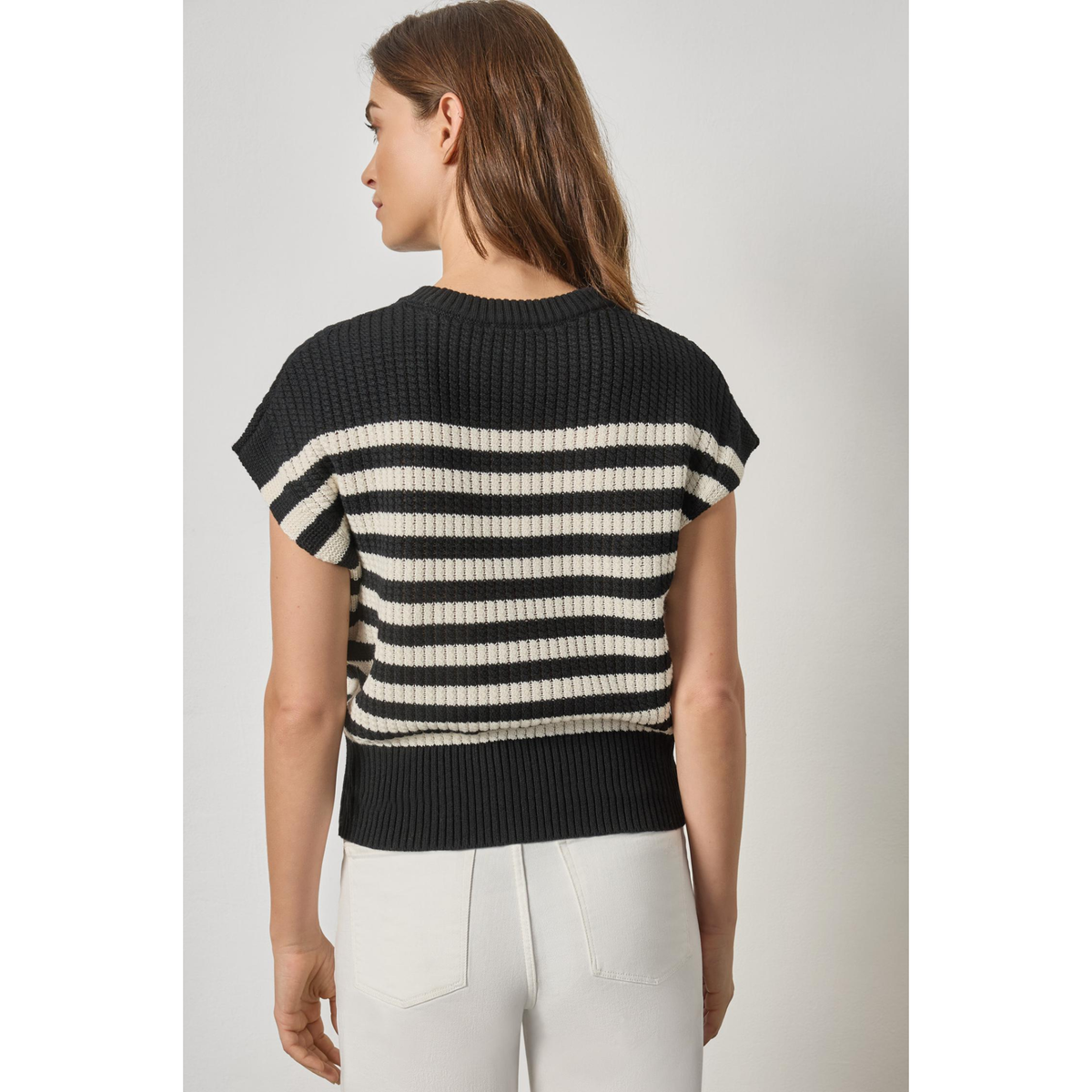 Textured Wedge Sweater - Jet Black Stripe
