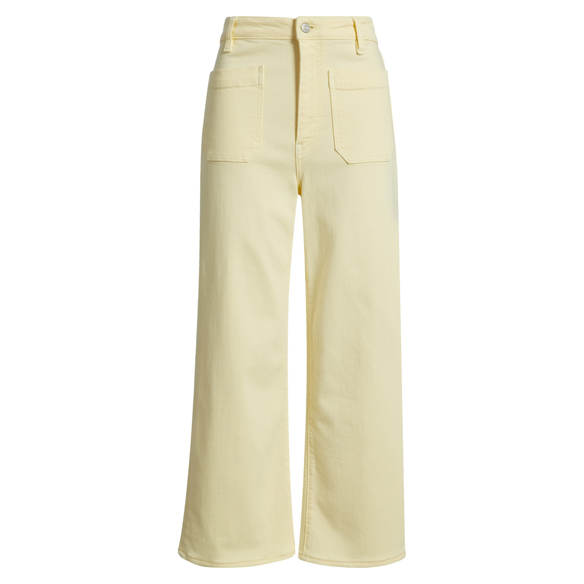 Light yellow wide-leg pants on a white background