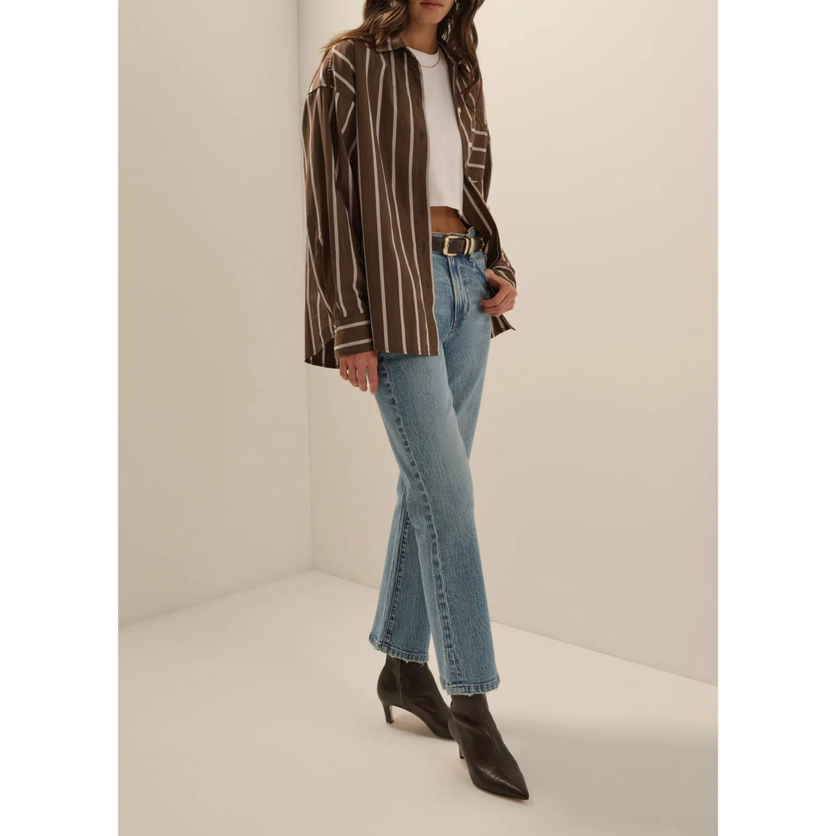 The Beau Shirt - Ganache White Stripe