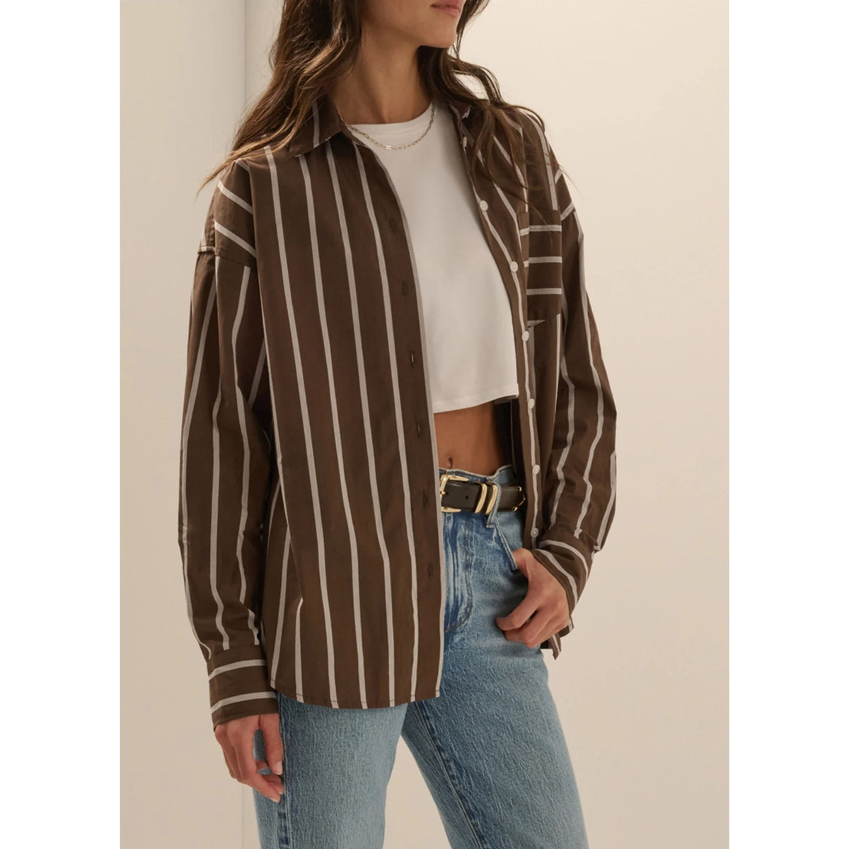 The Beau Shirt - Ganache White Stripe