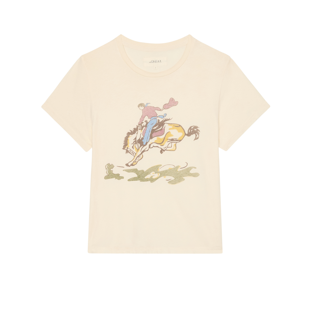 The Little Tee W/Rider Graphic - Washed White