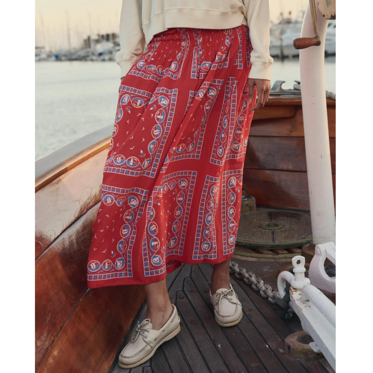 The Canary Skirt - Red Sailboat Bandana