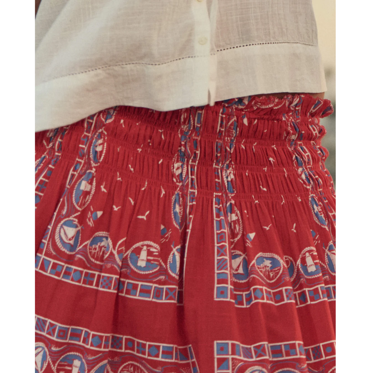 The Canary Skirt - Red Sailboat Bandana
