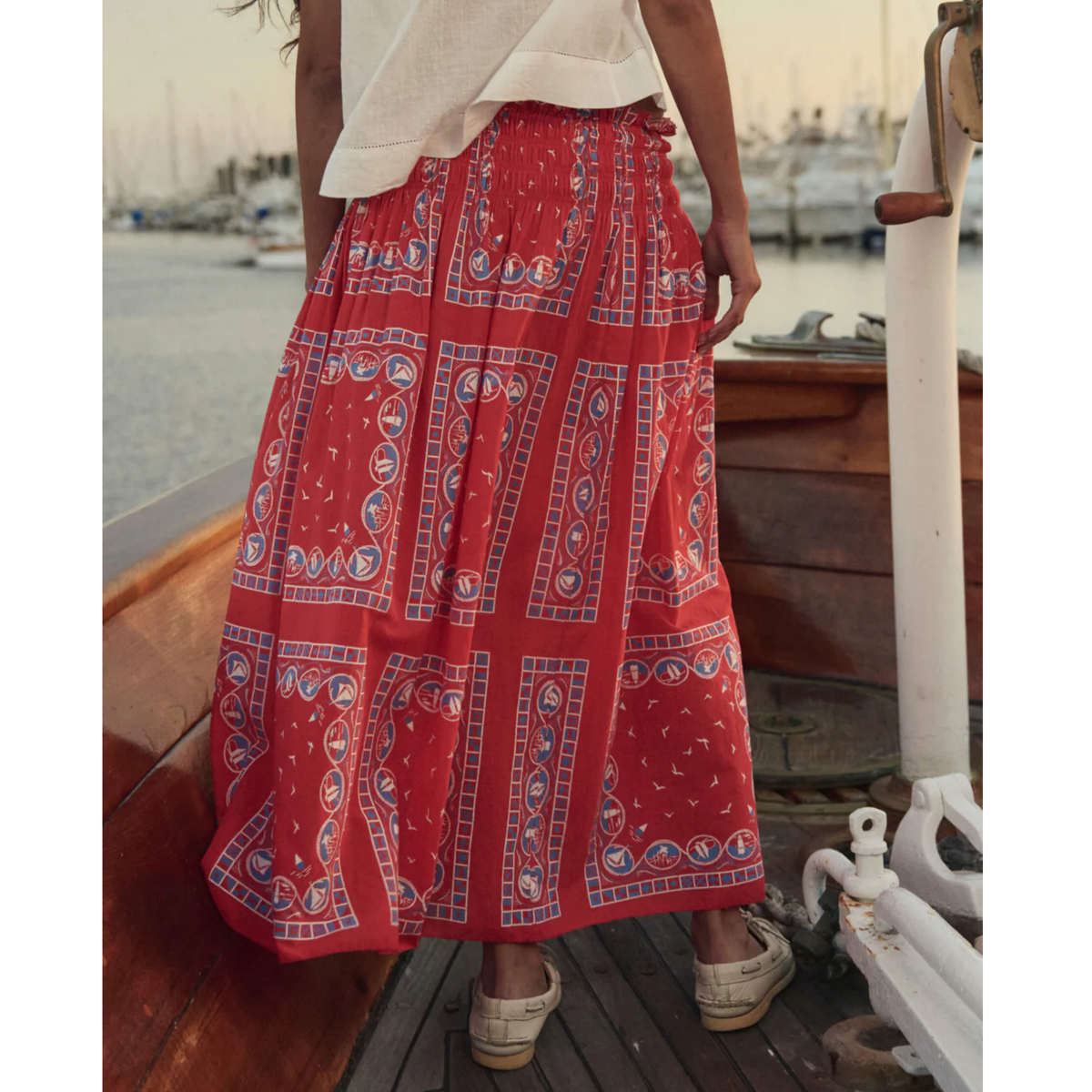 The Canary Skirt - Red Sailboat Bandana