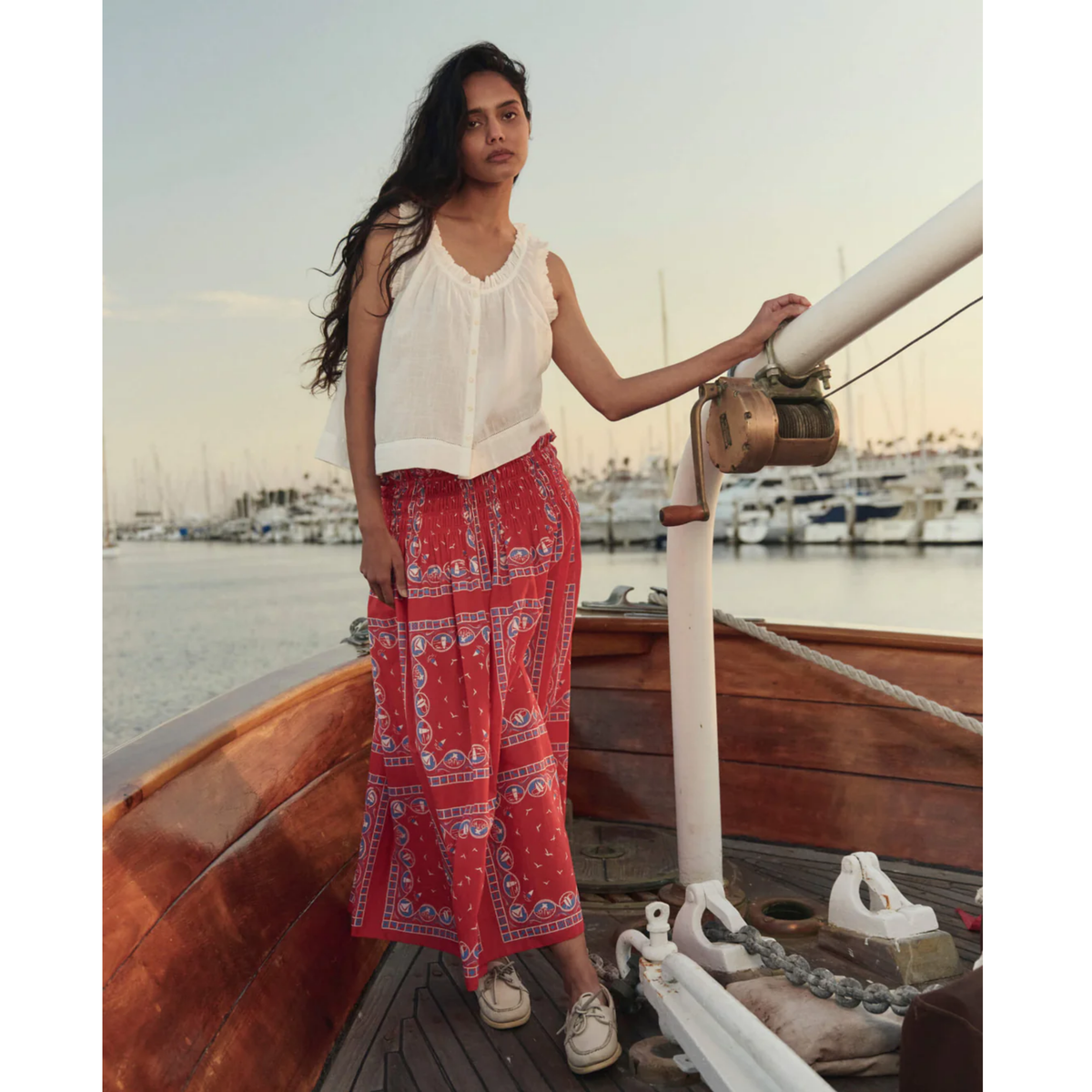 The Canary Skirt - Red Sailboat Bandana