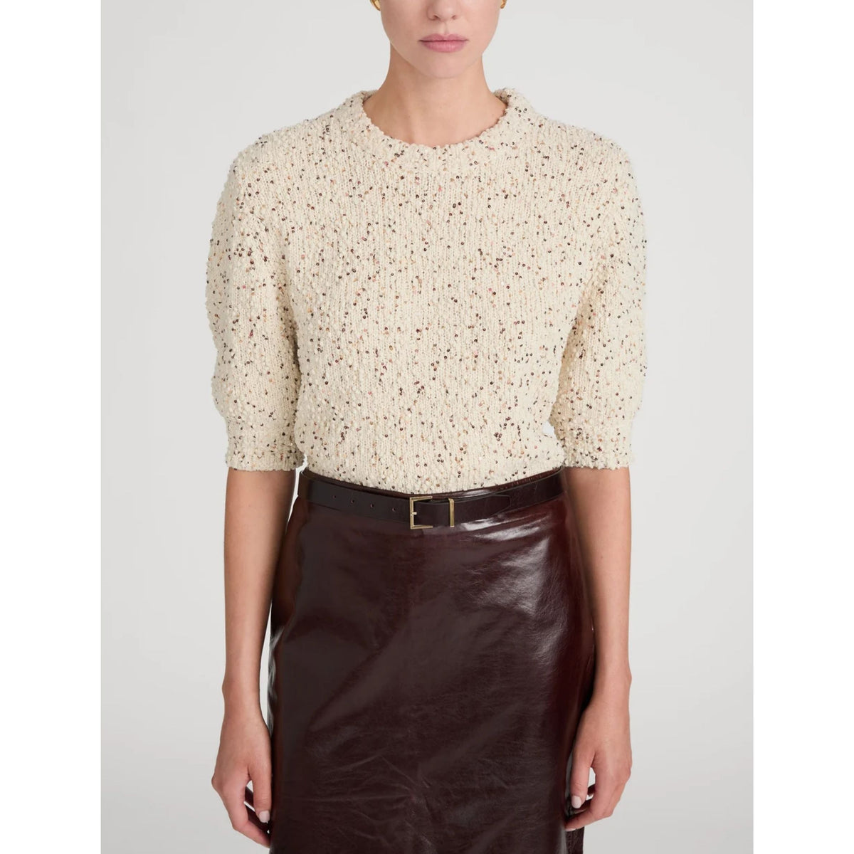 The Confetti Short Sleeve Sweater - Cream