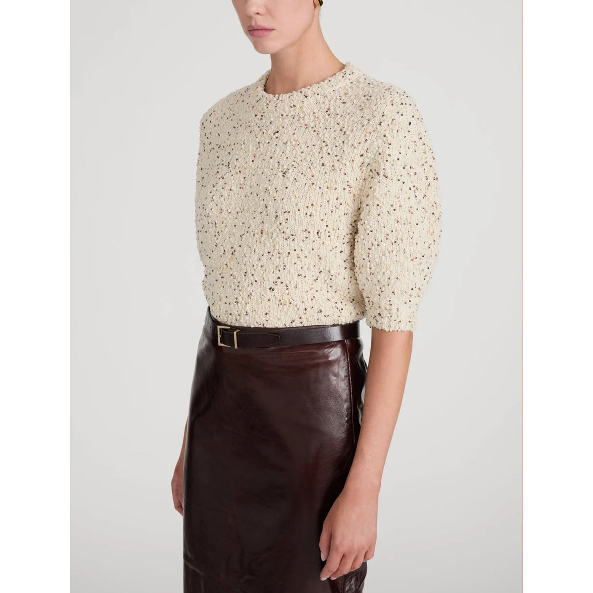 The Confetti Short Sleeve Sweater - Cream