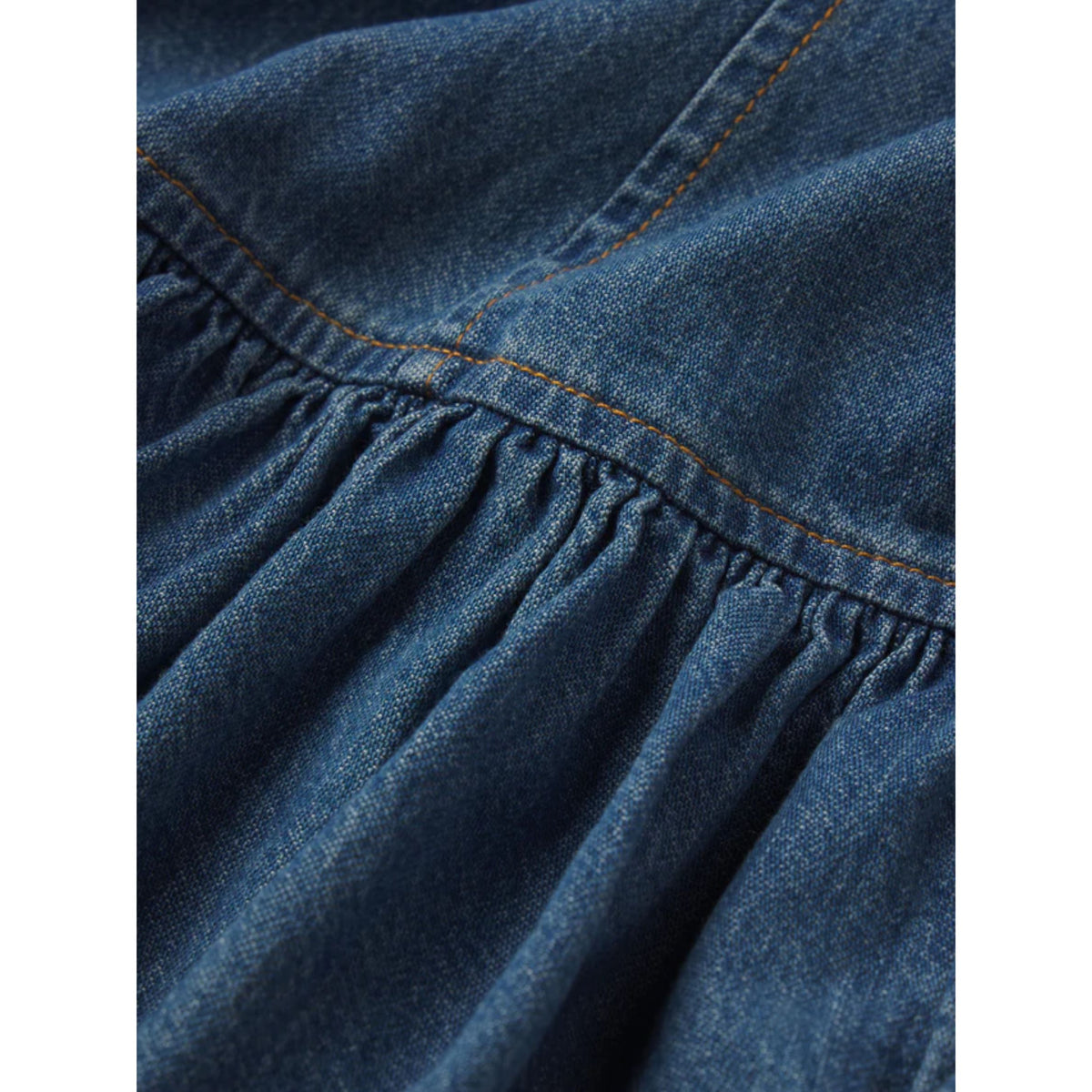 denim sleeveless mini dress with collar and button front in medium blue wash