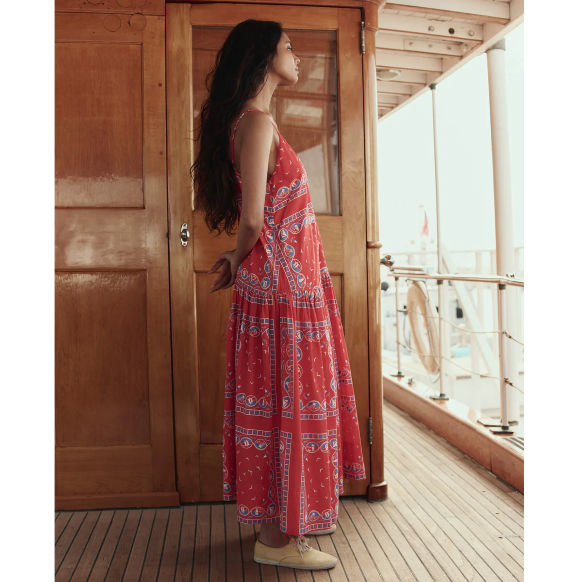 The Drop Waist Dress - Red Sailboat Bandana