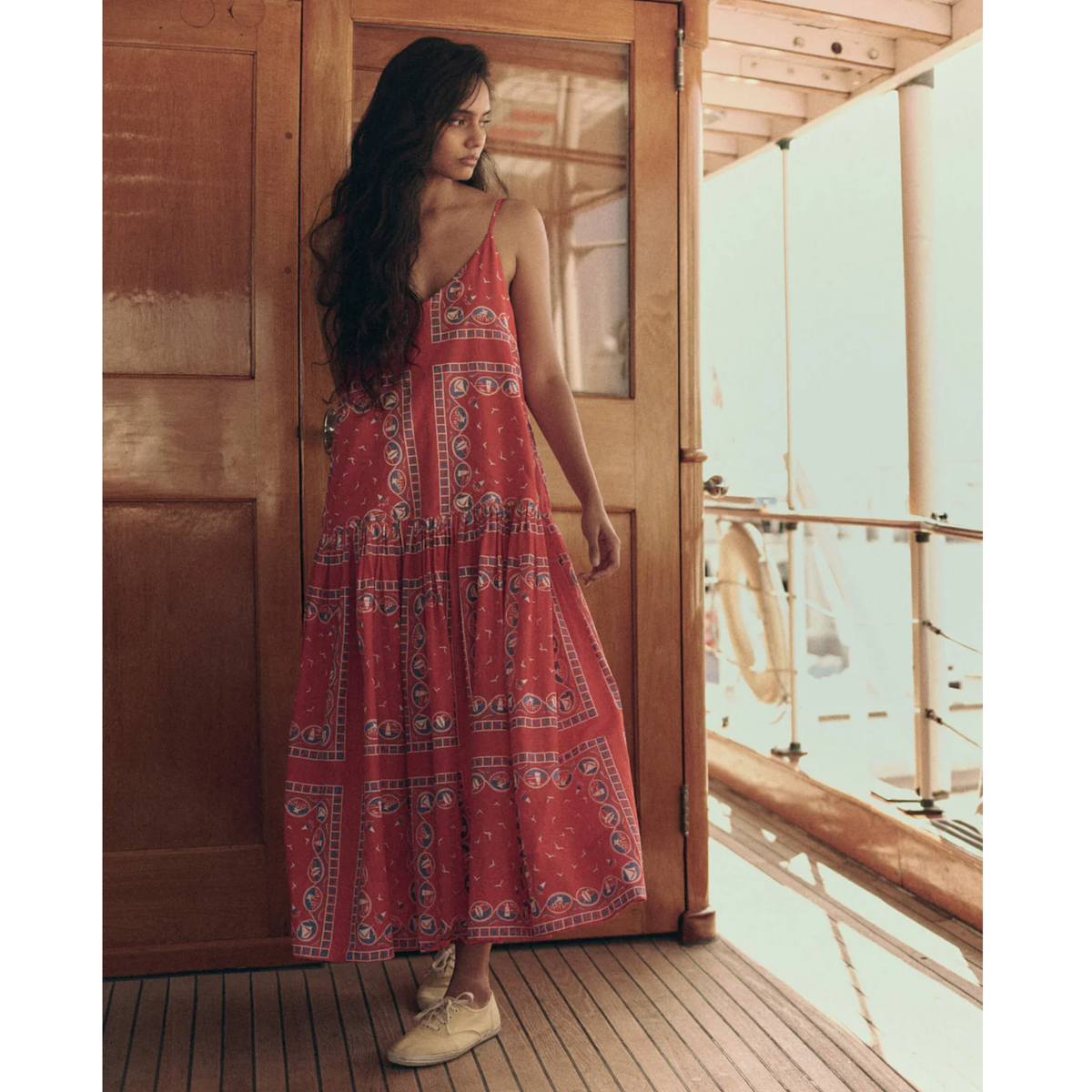 The Drop Waist Dress - Red Sailboat Bandana