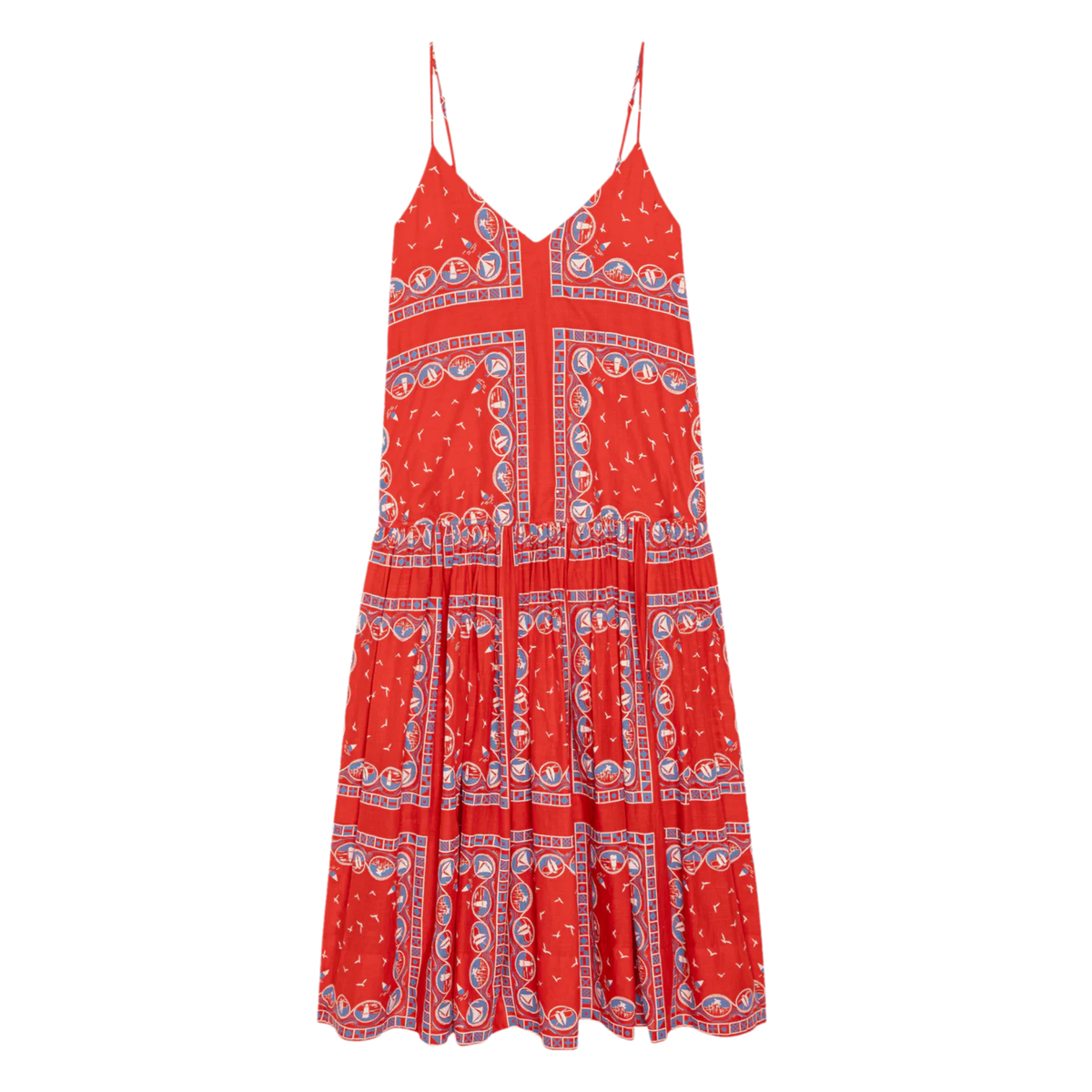 The Drop Waist Dress - Red Sailboat Bandana