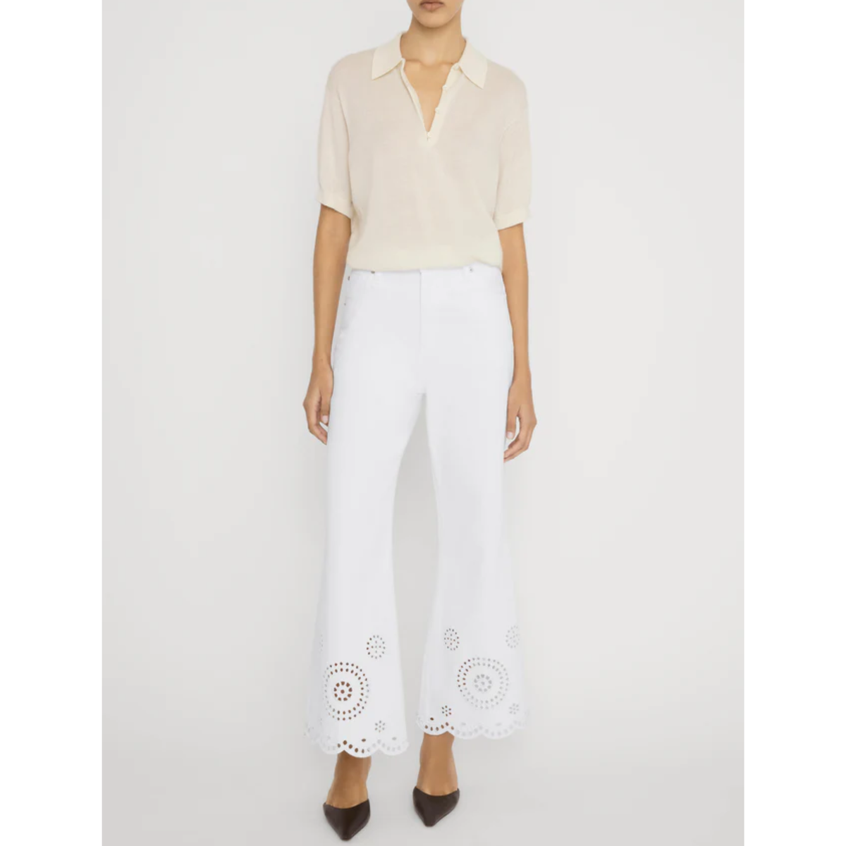 The Eyelet Wide Flare - White