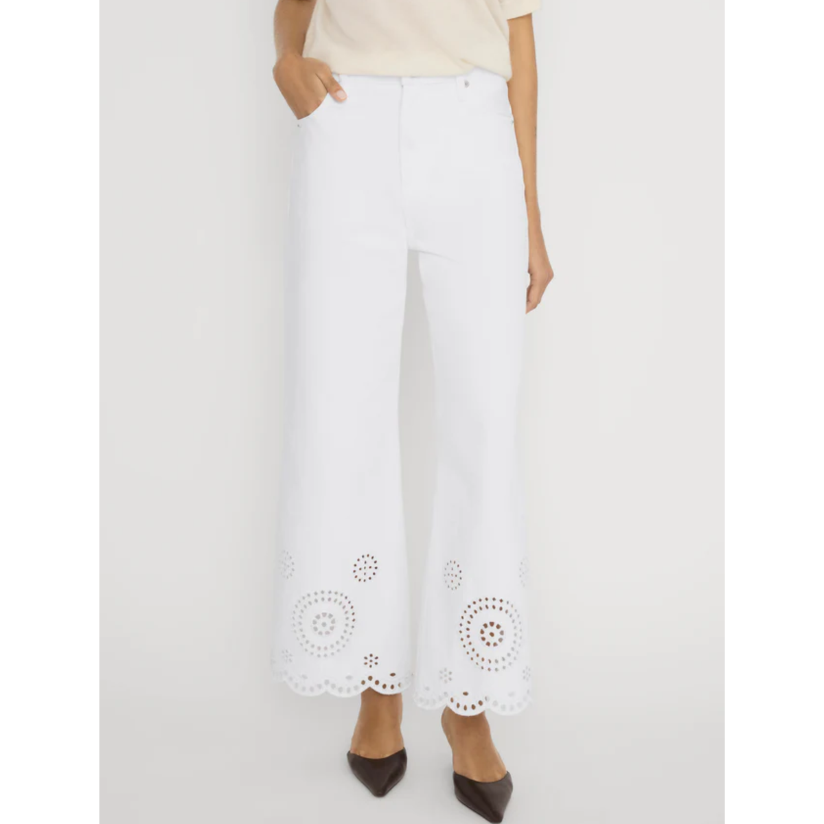 The Eyelet Wide Flare - White