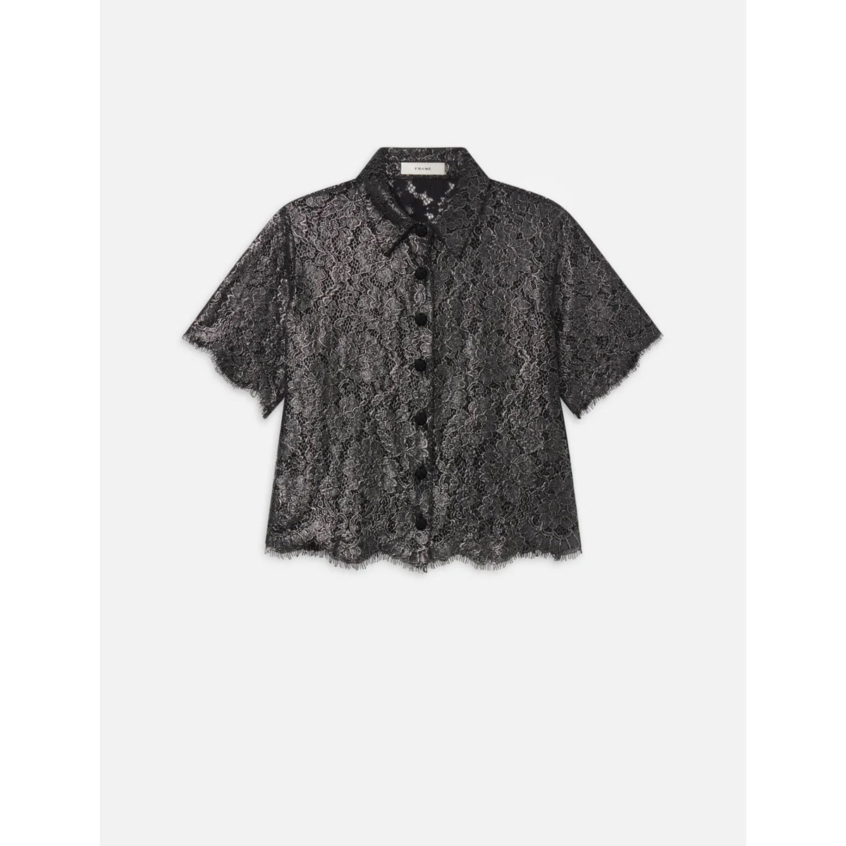 The Foil Lace Shirt - Gunmetal