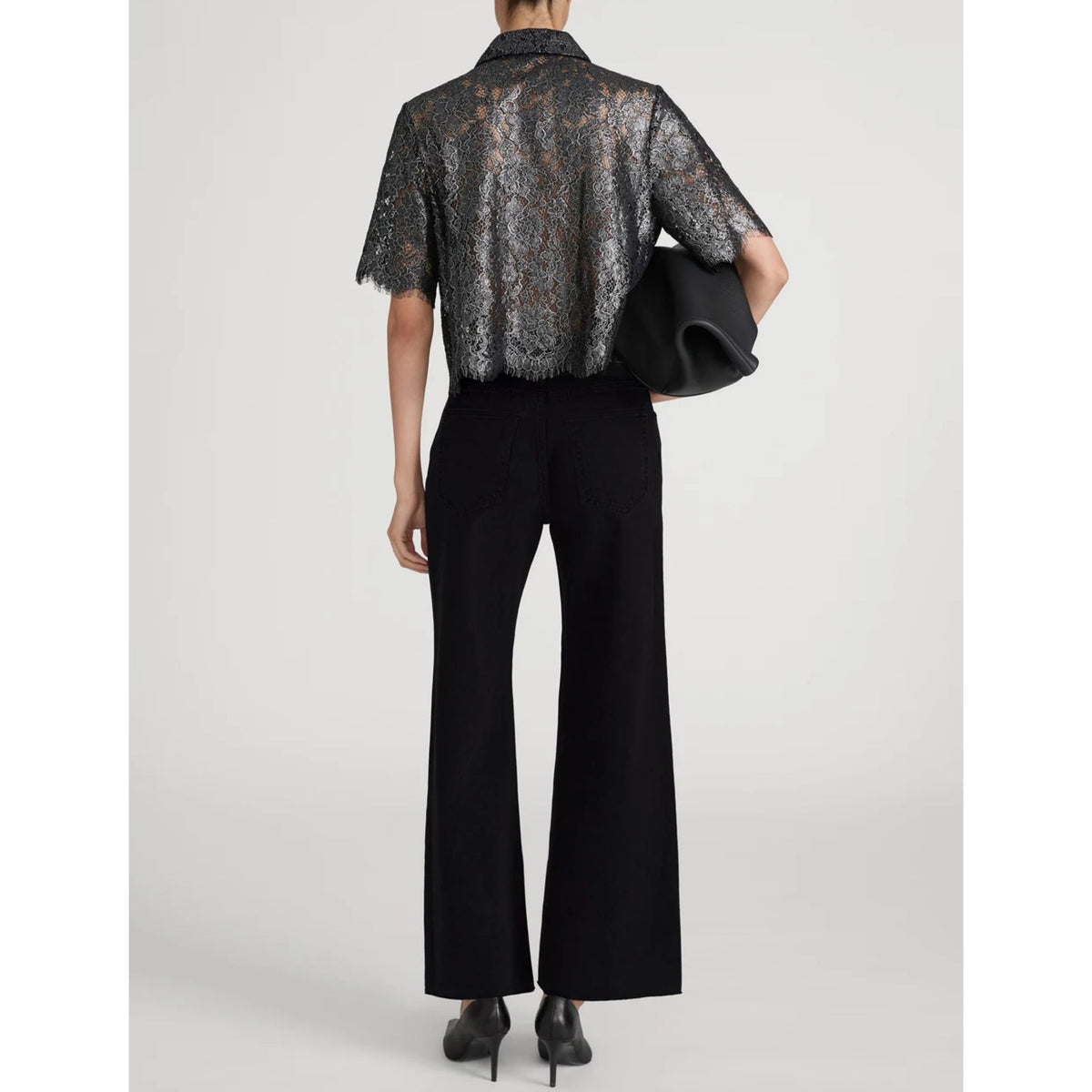 The Foil Lace Shirt - Gunmetal
