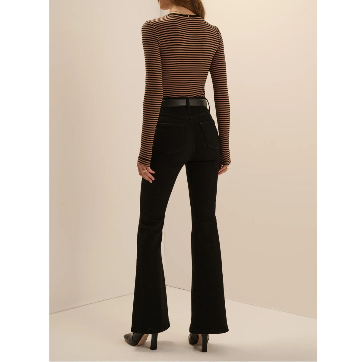 The Foundation Long Sleeve Top - Camel Black Stripe