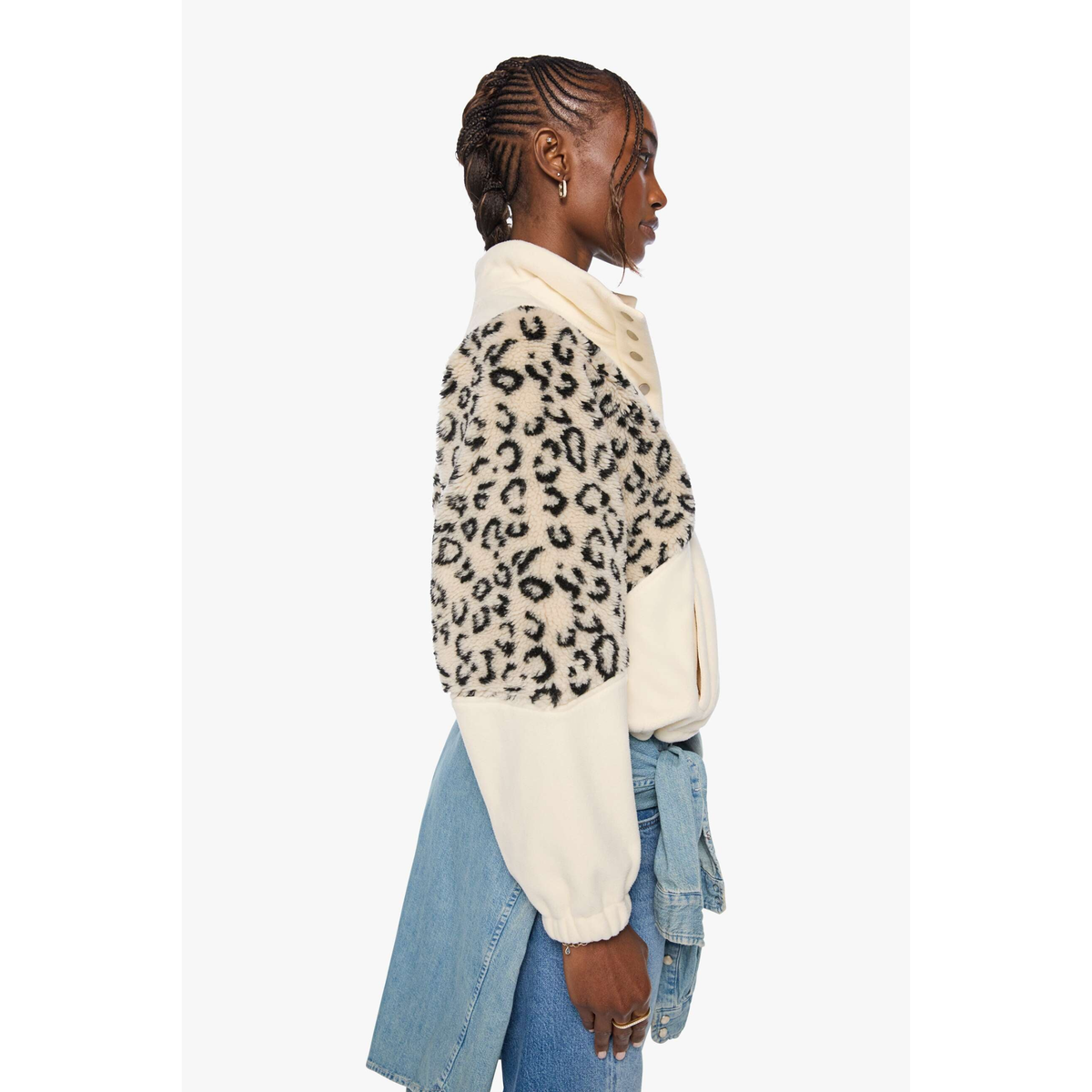 The Funnel Neck Drop Inset - Cream And White