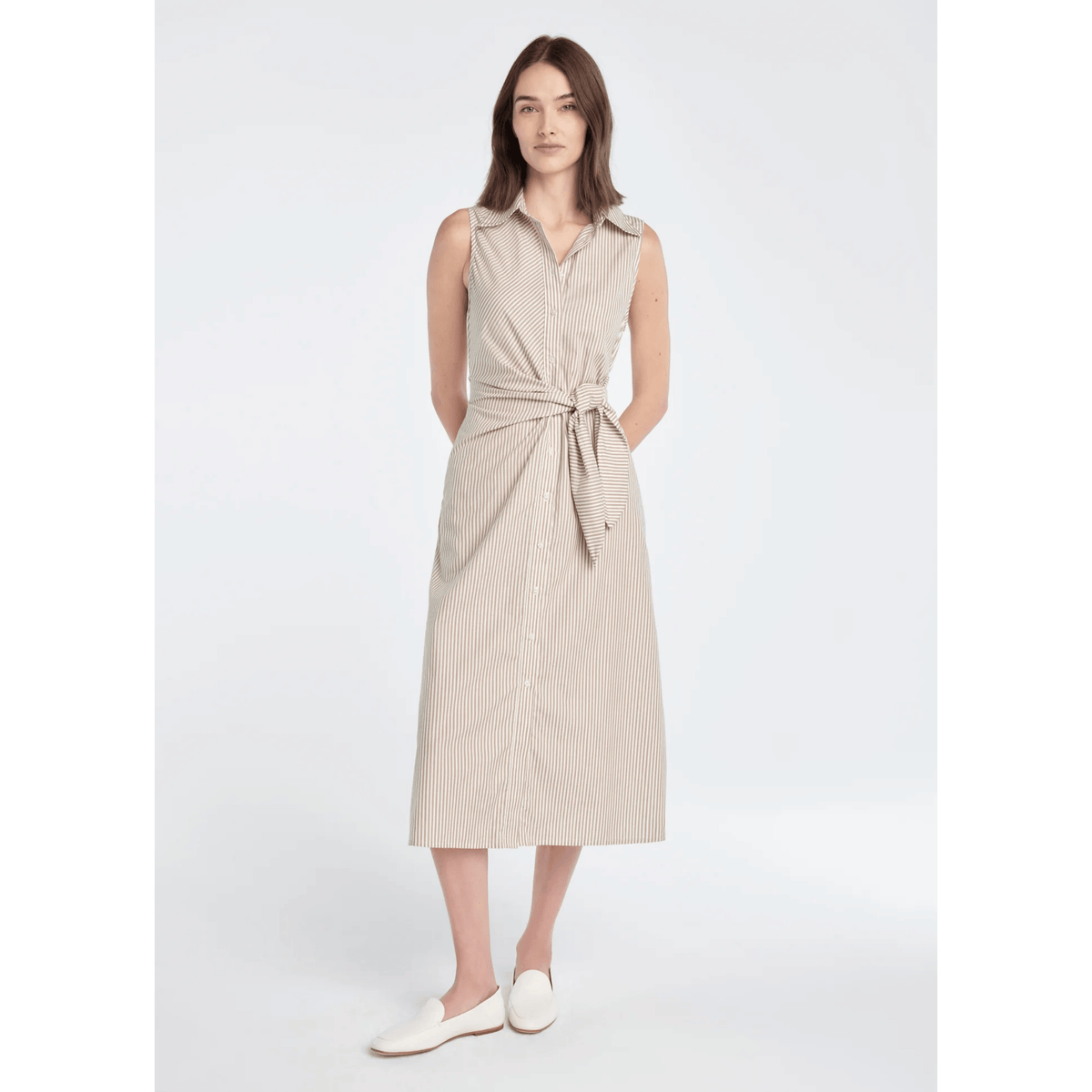 The Good Behavior Dress - Soft Taupe Stripe