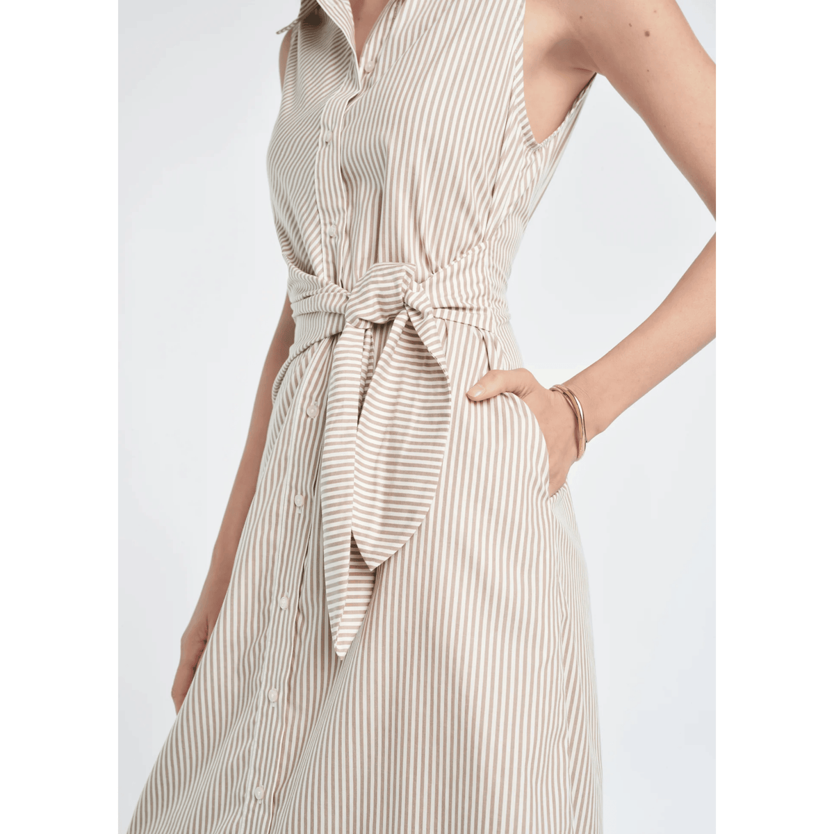 The Good Behavior Dress - Soft Taupe Stripe