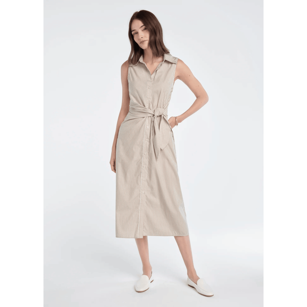 The Good Behavior Dress - Soft Taupe Stripe