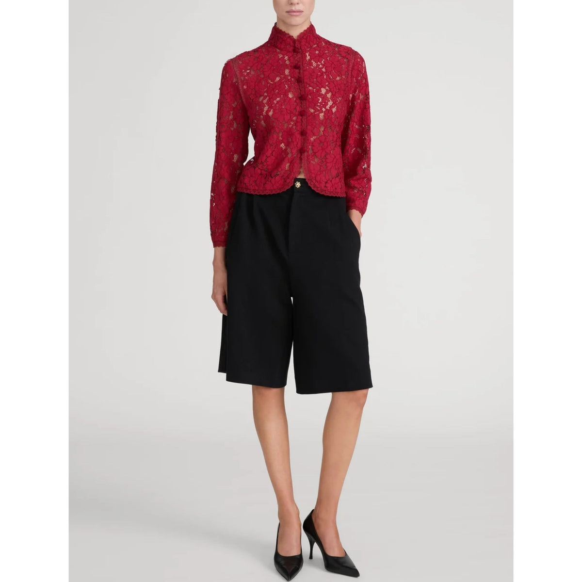 The Lace Salon Top - Deep Ruby