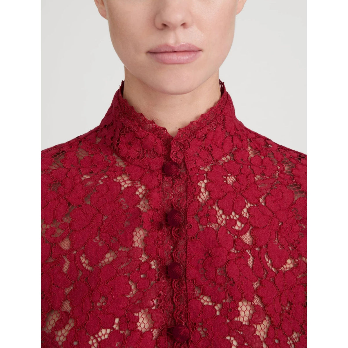 The Lace Salon Top - Deep Ruby