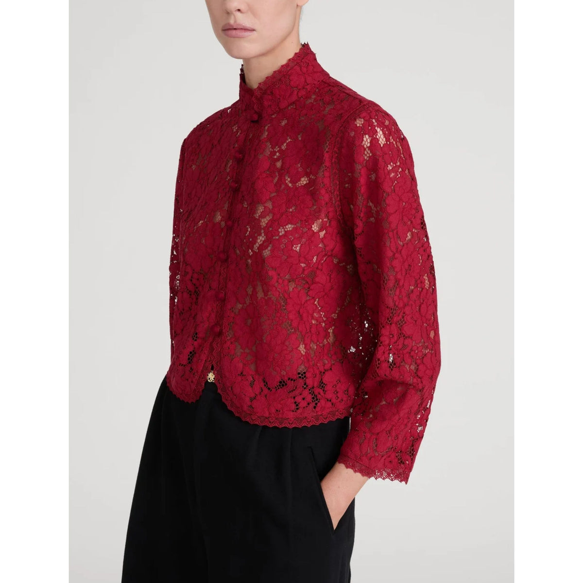 The Lace Salon Top - Deep Ruby