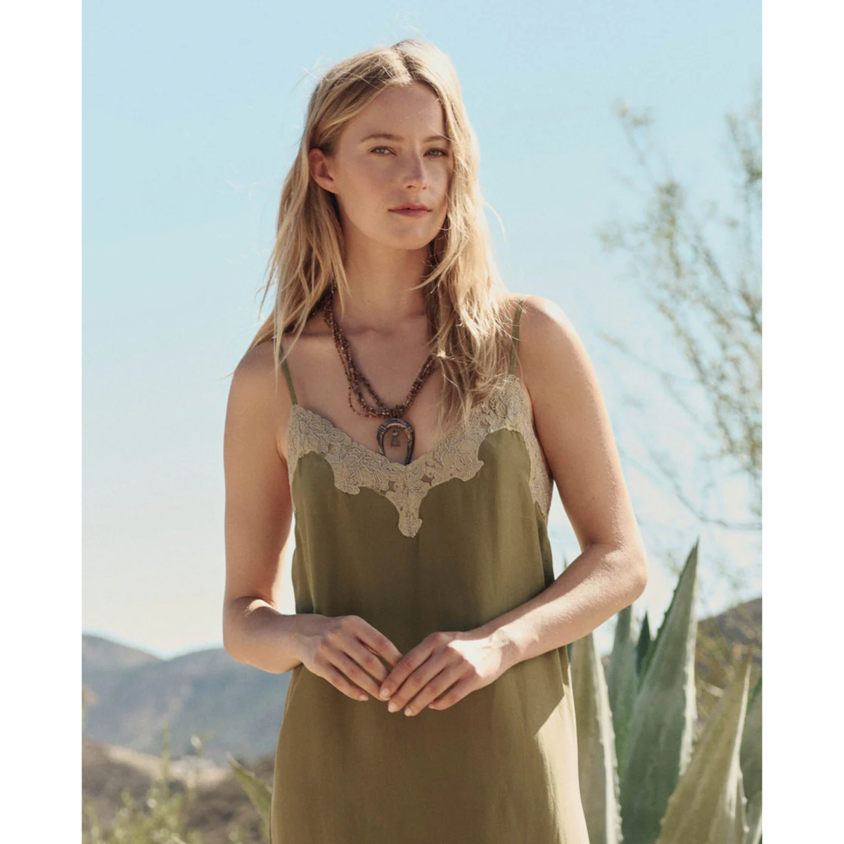 The Legacy Dress - Light Olive And Cream Faded