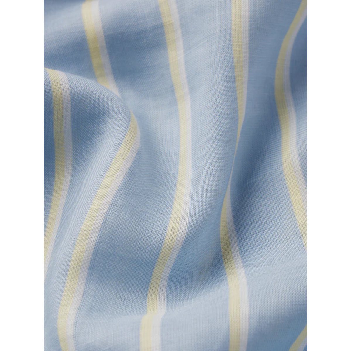 Light blue fabric with yellow stripes on a white background