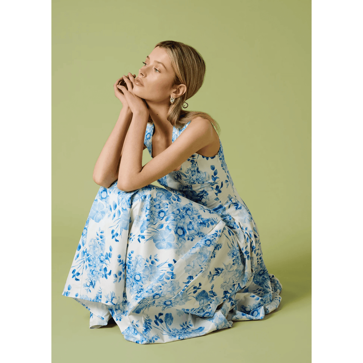 The Muse Dress - Blue And White Floral