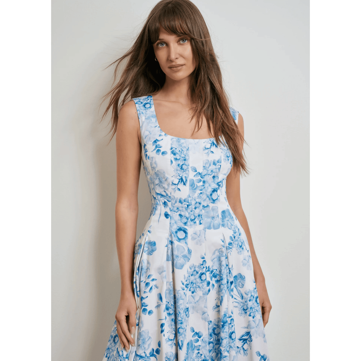 The Muse Dress - Blue And White Floral