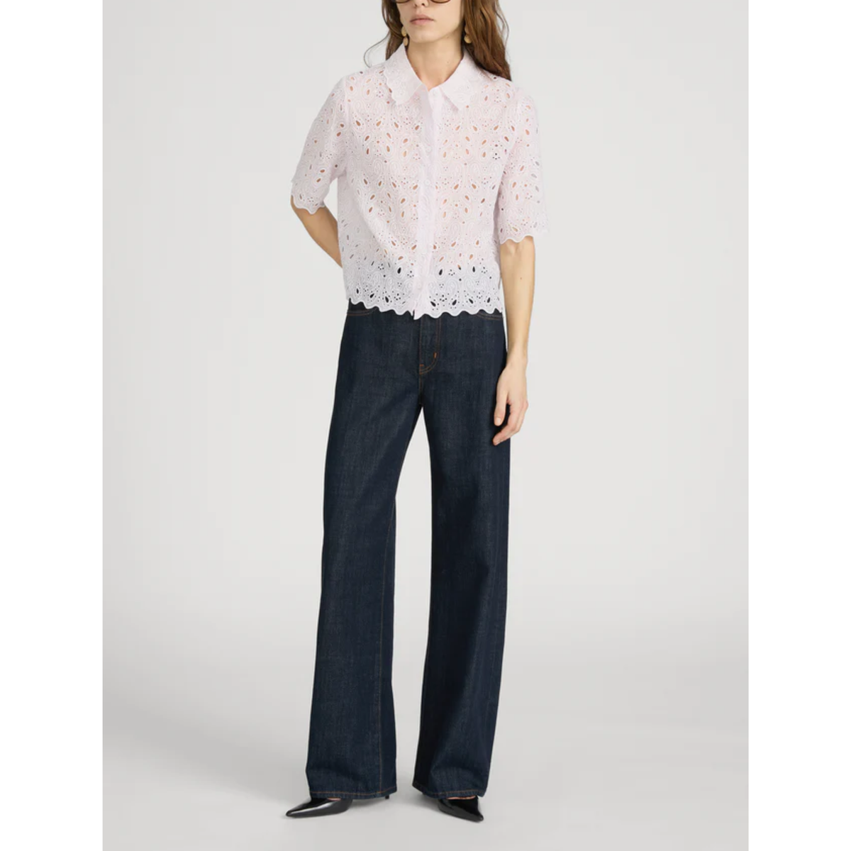 The Paisley Eyelet Shirt - Bubble Gum